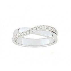Alliance or blanc 9 ct et ligne diagonale diamants