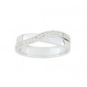 Alliance or blanc 9 ct et ligne diagonale diamants