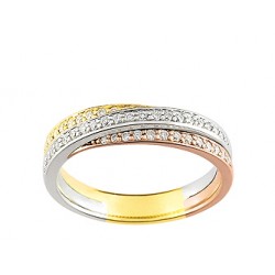 Alliance mariage 3 ors entrelacés 9 ct et diamants