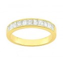 Alliance or jaune 9 ct et demi tour diamants princesses serti rails