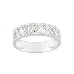 Anneau de Mariage or blanc palladié et diamants