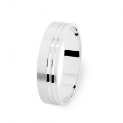 Alliance homme or blanc palladié satiné 2 liserets brillants