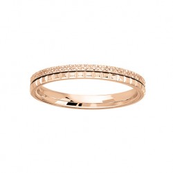 Alliance fantaisie or rose diamanté et anneau motifs carrés