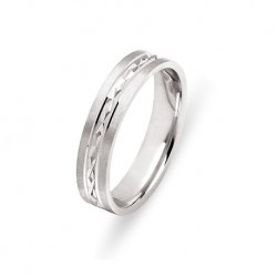 Alliance or gris palladié satiné motifs central lapidé croisé