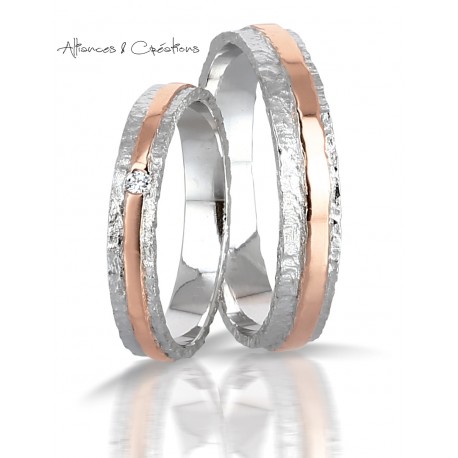 Anneau Mariage or Blanc  Rose créative originale lyon Rhones Alpes Grenoble