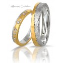 Anneau Bague or Jaune et or blanc Inedit création bijouterie or 18 carats Lyon