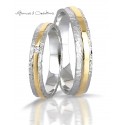 Anneau de mariage originale design duo or Jaune et diamant