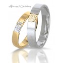 Alliance femme bicolore or jaune & blanc & diamants