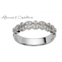 Alliance vintage or blanc et diamants originale