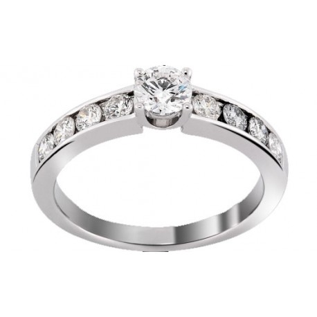 Sgue de fiançailles platine 4 griffes diamant centre 0.30 carats