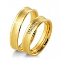 Alliance duo or jaune & diamant concaves