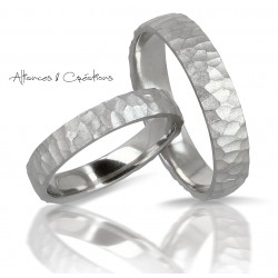 Alliance or blanc martelé