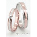 Alliance Bague de Mariage en Or rose or blanc 18 carats et créative