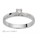 Bague de fiançailles or blanc et diamant centre 0.20 ct acompagné