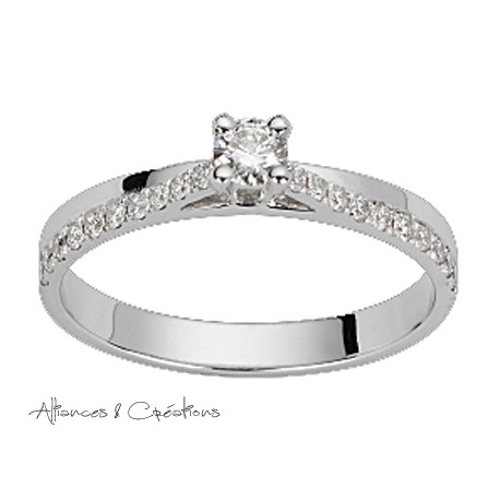 Anneau de fiançaille or gris diamant et pavage créateur Orest Geneve LYON