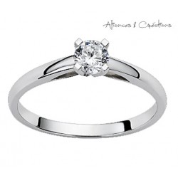 Solitaire fiancaille or blanc créateur Fairbelle