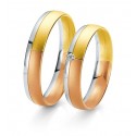 Alliance duo or blanc jaune et rose & diamant