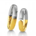 Alliance duo bicolore or jaune & blanc bombé
