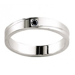 Alliance or blanc lignes diagonales et diamant noir