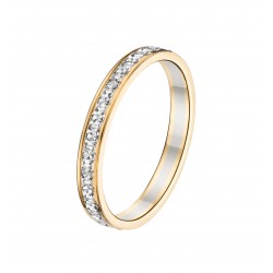 Alliance or jaune centre or blanc diamanté