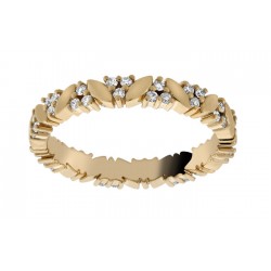 Alliance or jaune fantaisie florale et diamants
