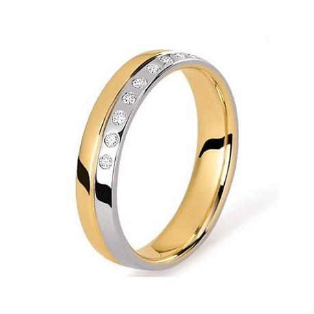 Alliance diamant or bicolore