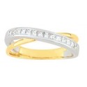 Alliance bicolore croisée et diamants princesses