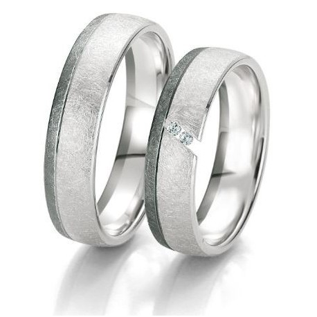 Alliance mariage or blanc breuning black & white 