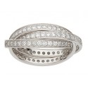 Alliance triple anneau or blanc & diamants