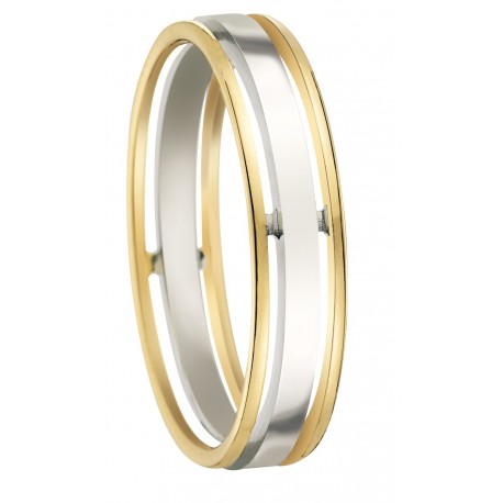 Alliance or blanc or jaune ajouré 18 carats 750/1000 