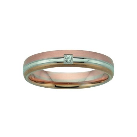 Alliance de mariage 3 ors et diamant