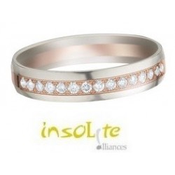 Alliance bicolore or blanc & rose demi-tour diamants
