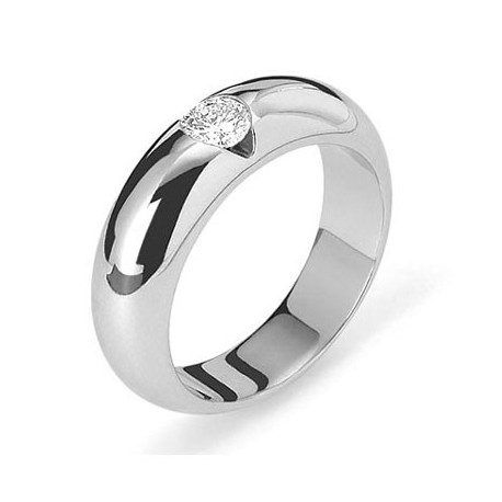 Solitaire or gris bombé diamant alliances & créations lyon