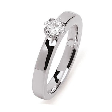 Solitaire or gris diamant princesse serti griffes Rhône