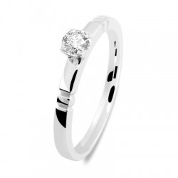 Solitaire or gris double encoche  diamant serti 4 griffes lyon