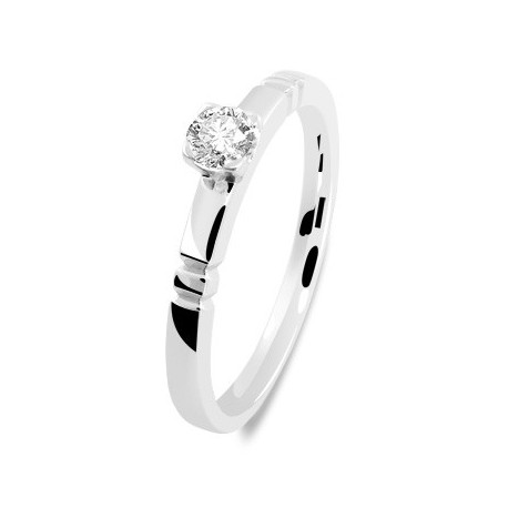 Solitaire or gris double encoche  diamant serti 4 griffes lyon