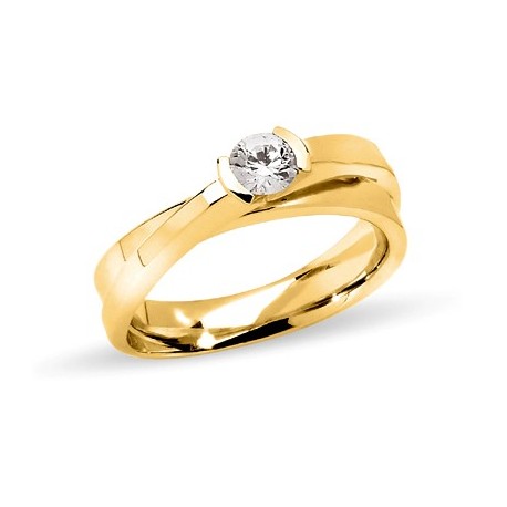 Solitaire or jaune croisé diamant or 750/1000 bijoux Ponce rhone alpes