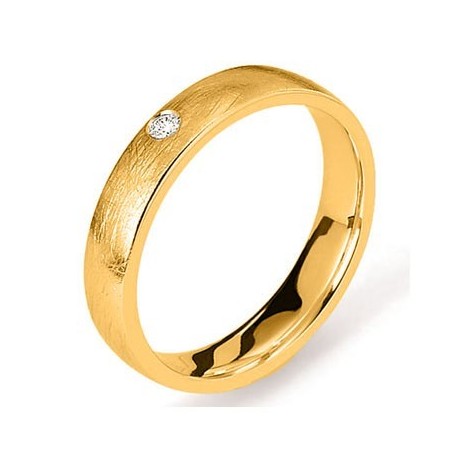 Alliance or jaune semi bombé brossé diamant lyon