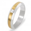 Bague bicolore or jaune satiné diamant