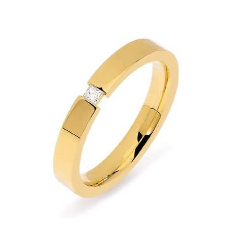 Bague mariage or jaune diamant princesse Lyon