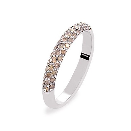 Alliance bombée or gris 3 rangs diamants chocolats lyon