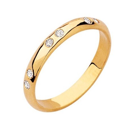 Alliance demi jonc or jaune et diamants x2 Lyon