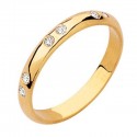 Alliance demi jonc or jaune et diamants