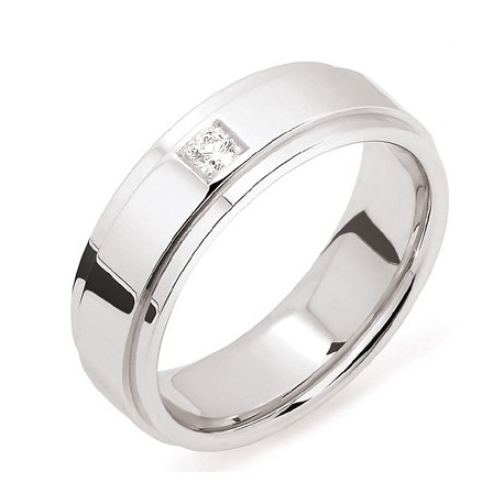 Alliance & Création or gris anneau central décroché et diamant lyon