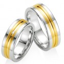Alliance bicolore argent blanc et jaune & diamant