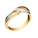 Solitaire bicolore or blanc & jaune avec diamant