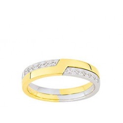 Alliance entrelacée 2 ors et diamants 750/1000