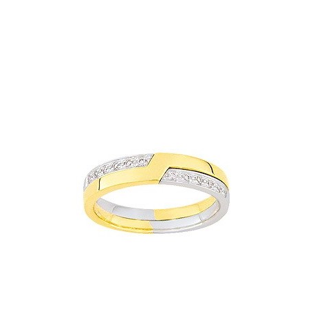 Alliance entrelacée 2 ors et diamants 750/1000