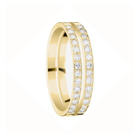 Alliance double range ajourée diamants 750/1000