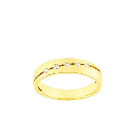 Alliance or jaune et diamants